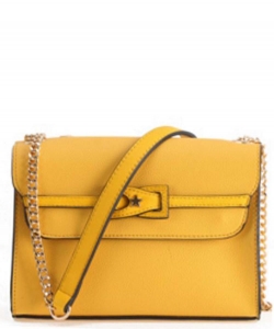 Fashion Belt Buckle Design Front Flap Messenger Bag CH-8533 YELLOW